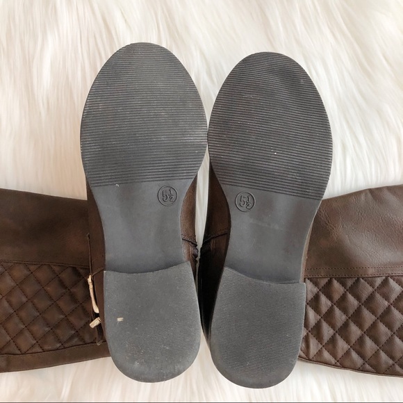 Dark brown quilted riding boots - Picture 3 of 3